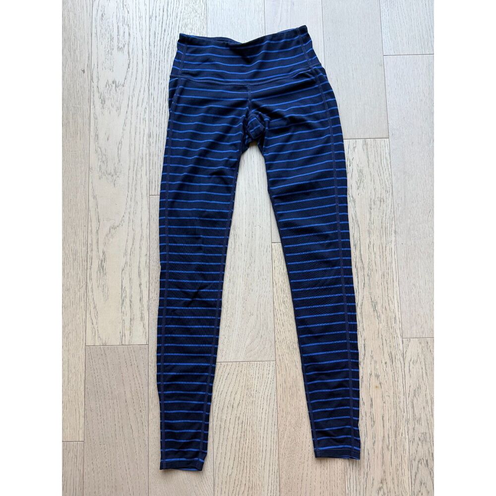 Athleta Yoga Pants Women’s XXS Navy Blue Striped Stretch 27"